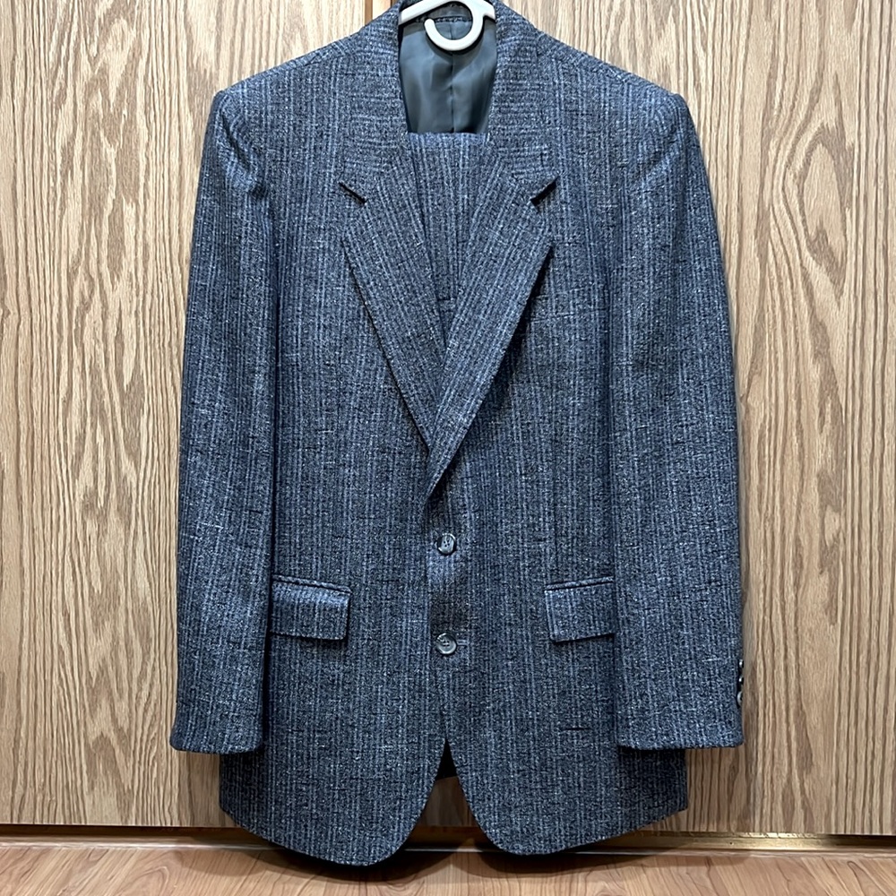 St. Lazare vintage Men’s gray with stripes wool pantsuit